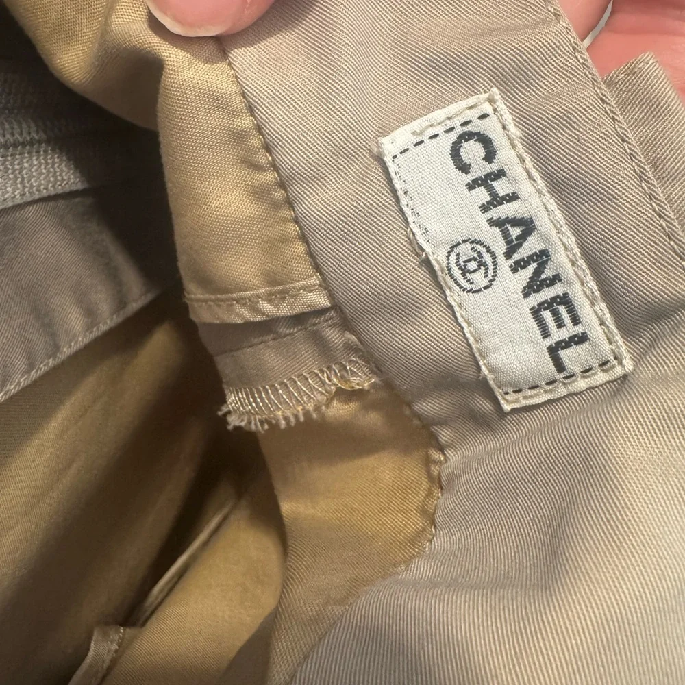 Women Tan Chanel Pleated Pants